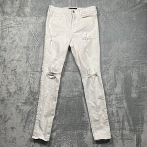 Hollister High Rise Super Skinny Jeans White Distressed Stretch Womens Size 5S